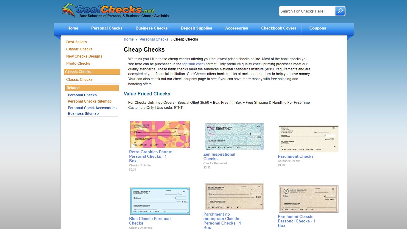 Cheap Checks - Lowest priced checks start at $2.39! - CoolChecks.net
