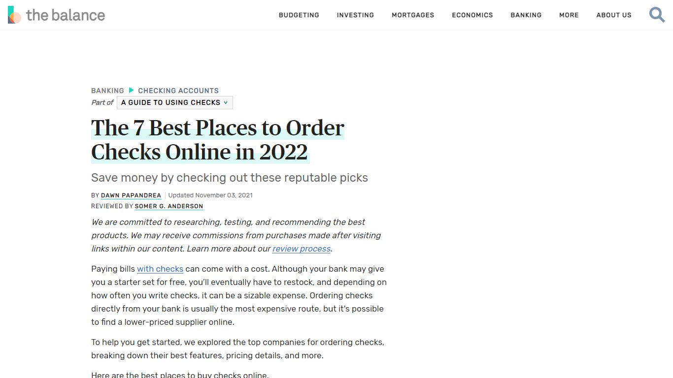 The 7 Best Places to Order Checks Online in 2022 - The Balance